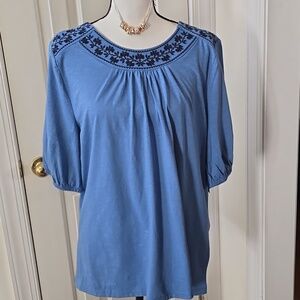 SONOMA BRAND WOMEN'S BLUE SHORT SLEEVES PULLOVER TOP SIZE LARGE